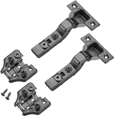 2 x T45-scharnier met gedempte binnenanslag, incl. montageplaat + schroeven, zwart