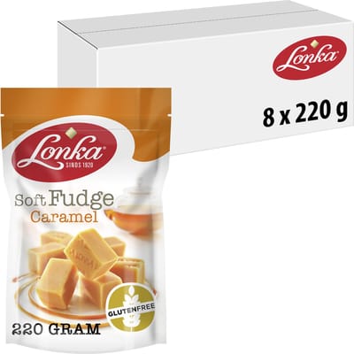 Lonka Fudge Caramel - snoep - rijke karamelsmaak - 8x220g