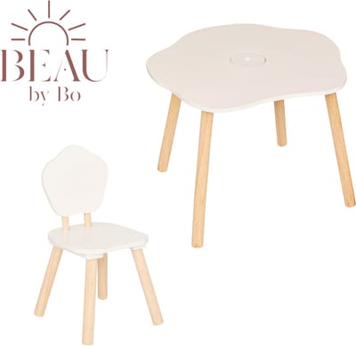 BEAU by Bo Kids Kindertafel + Kinderstoel Bloem - Wit