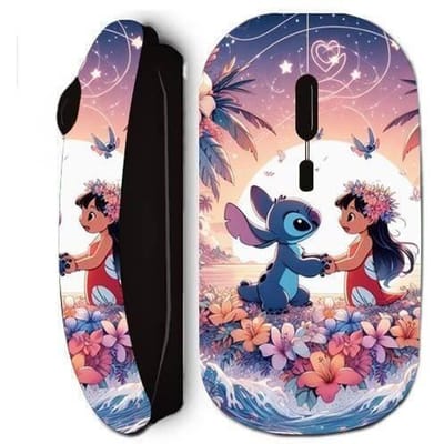 Souris sans fil - Maniacase - Stitch Ohana - Noir - Ergonomique - Design stylé