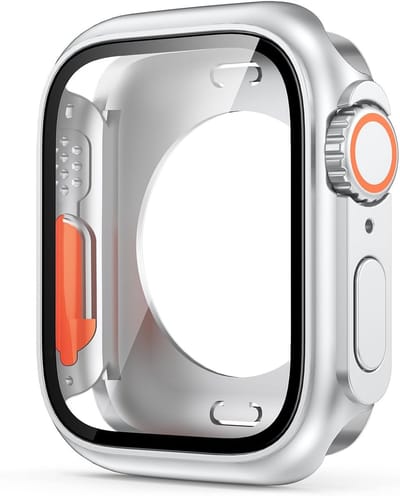 Bumper Case Geschikt voor Apple Watch Series 4 / 5 / 6 / SE - 44mm - Full Cover Hard Case / Beschermend Hoesje Met Screenprotector - Zilver