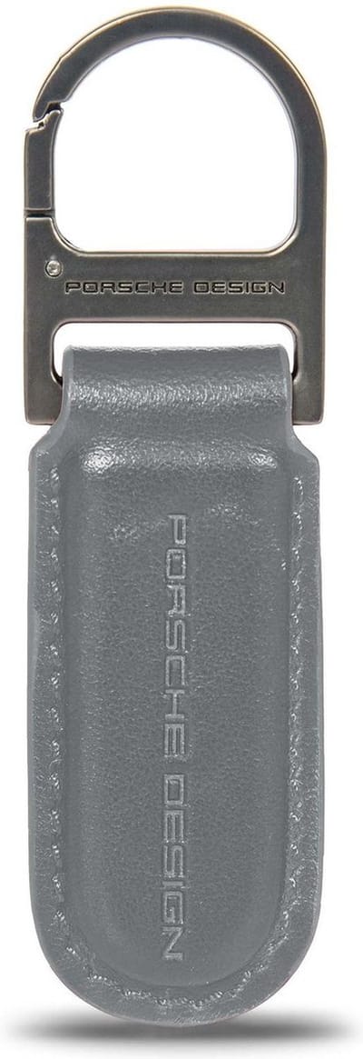 PORSCHE DESIGN Leren Sleutelhanger Keyring Oval Anthracite Grijs