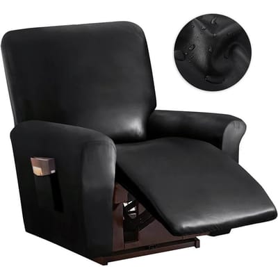 PU Leer Fauteuilhoes 1/2 Zits Waterdichte Fauteuilhoes Elastische Relax Enkele Bank Overtrekken voor Woonkamer Decoratie black