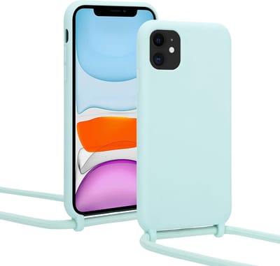 ShieldCase Telefoonhoesje met koord geschikt voor Apple iPhone 12 / 12 Pro - 6.1 inch - Hoesje met telefoonkoord - telefoonhanger / ketting - mint / lichtblauw