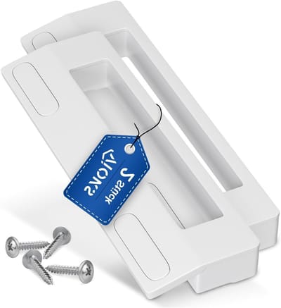 VIOKS 2 x koelkastgreep, universeel, 187 mm, met bevestigingsafstand van 90-172 mm en 4 x deurgreep, schroeven, deurgreep, witte deurgreep, kunststof handgreep, voor koelkastdeur en vriezer,
