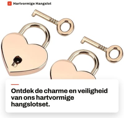 Solidchoice- Hangslot Hartvorm - 2-Pack - Zink Metaal - Sleutel - Duurzaam - Veiligheid - Afmetingen 30x39x6mm - Sleutelslot