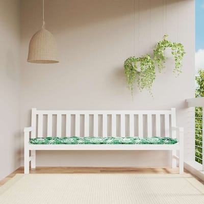 vidaXL - Tuinbankkussen - met - bladpatroon, - 200x50x7 - cm, - Oxfordstof