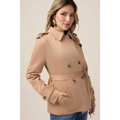 Oltre Short Suede-effect Trench Coat Beige Size: 42 | Trench Coats Outlet | Dames | Beige