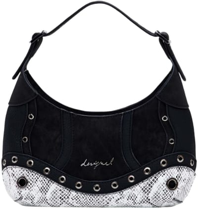 Desigual handtas schoudertas Haiti Snake Patch Hand Bag Black zwart