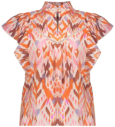 Geisha Top Ecru/mandarine Red/lila Size: 3XL | Blouses Outlet | Dames | Paars