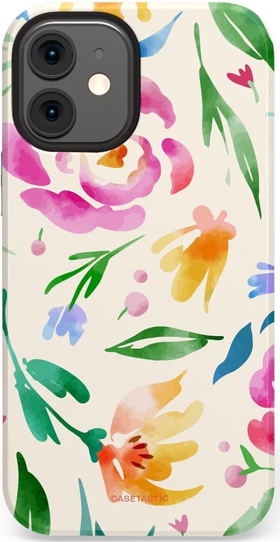 Casetastic Hoesje Geschikt voor Apple iPhone 12 Mini - Stijlvolle Beschermende Duo-layer Case - Floral Flow