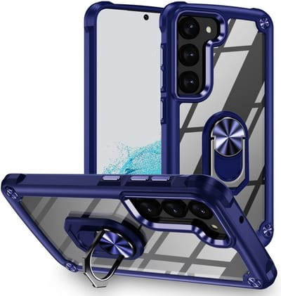 Coverup Hoesje - Geschikt voor Samsung Galaxy S23 Hoesje - Coverup Ring Kickstand Back Cover - Blauw
