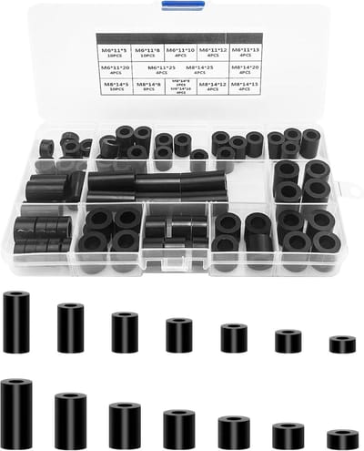 Afstandhouders Set - Nylon Kolommen - Elektronica Montage - 80 Stuks Assortiment - M6 M8 Maten - Zwart