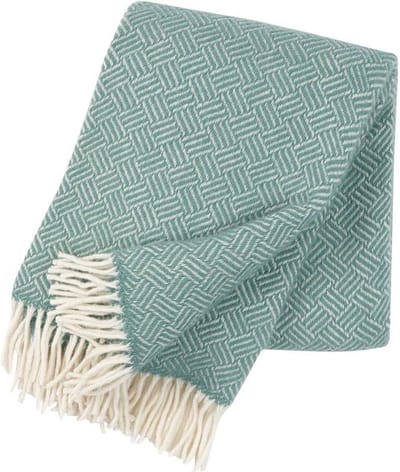 Klippan - Plaid - deken - Samba -  mintgroen-wolwit - 100% Lamswol  130x200 cm - wasbaar - duurzaam geproduceerd