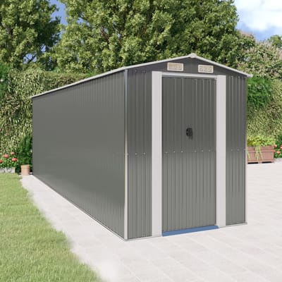 vidaXL - Tuinschuur - 192x606x223 - cm - gegalvaniseerd - staal - lichtgrijs
