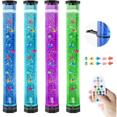 VEVOR Lavalamp met 10 drijvende vissen, 100 cm bubbellamp, 16 kleurveranderende lichteffecten, afstandsbediening, sfeerverlichting, aquariumnachtlampje voor slaapkamer, woonkamer en huisdecoratie