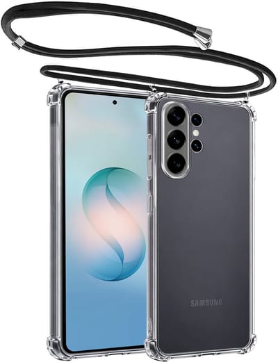 Hoesje - Geschikt voor Samsung Galaxy S26 Ultra - Met Koord - Shock Proof - Siliconen Case - Telefoonkoord - Back Cover - Telefoon Hoes Shockproof - Telefoonketting - Telefoonhoes - Transparant