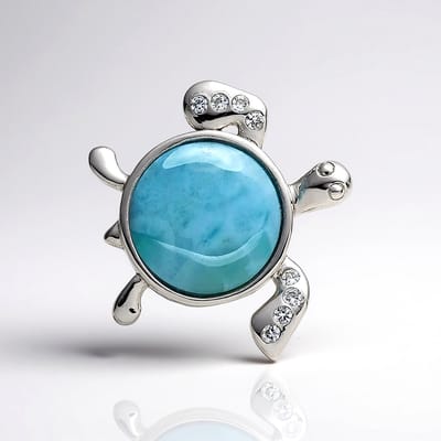 Larimar schildpad sterling zilveren hanger