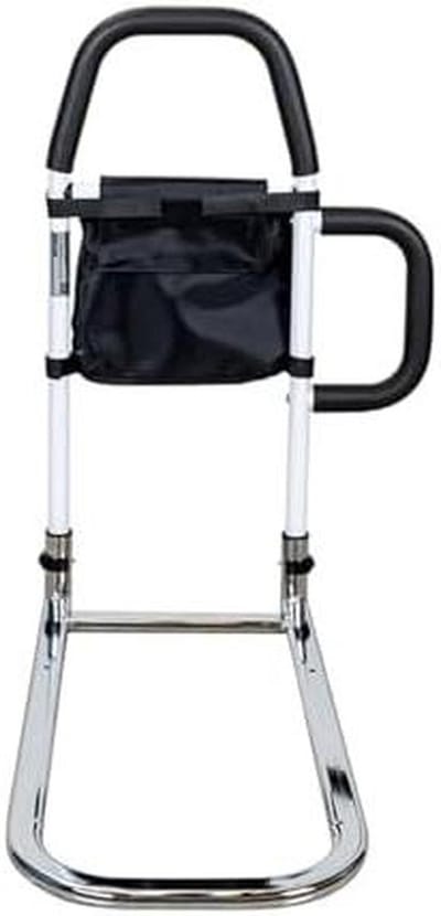 Bedhek met Handgrepen - Bedsteun Senioren - Veilig Opstaan - Twee Antislip Handgrepen - 61 x 28.5 cm - Wit