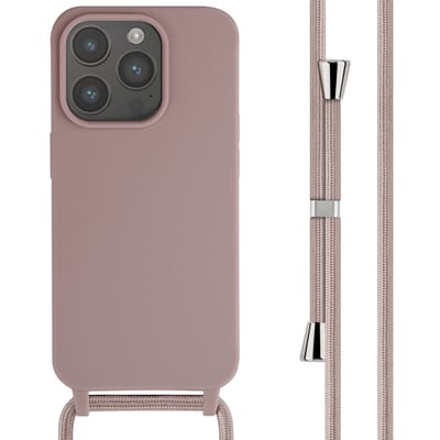 imoshion Hoesje - Geschikt voor Apple iPhone 15 Pro - Siliconen hoesje met koord - Sand Pink