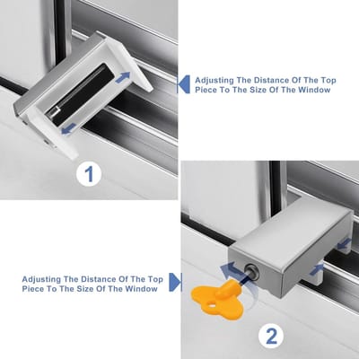 Schuifraamsloten voor Diefstalbeveiliging - 2 Stuks van Aluminiumlegering, Kunststof en Staal