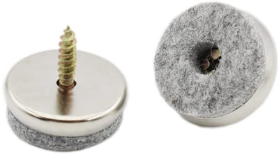 48 vilten voetjes voor meubels - 28 mm diameter - vilten voetjes met schroefbevestiging - stoelpootbeschermers - metaal