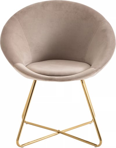 Vente-unique Set van 2 stoelen van velours en goudkleurig metaal - Beige - BURBAN