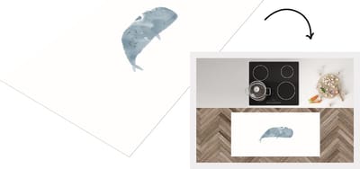 Keukenloper - Loper keuken - Vis - Dieren - Grijs - Aquarel - 120x60 cm - Keukenloper vinyl