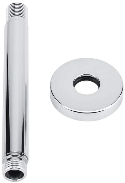 Dailygoods- Douchearm Ronde Top - Muurbevestiging - Roestvrij Staal - Hoogglans Verchroomd - 15cm - Eenvoudige Installatie - Douchepijp