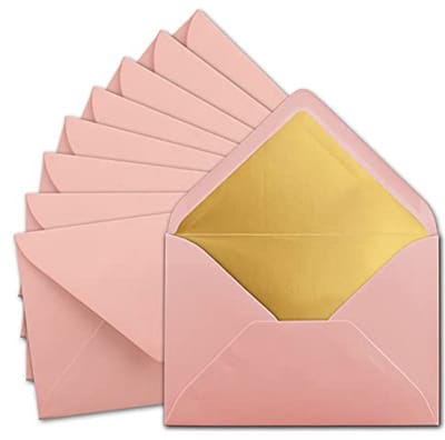 C5 Oudroze Enveloppen met Gouden Voering - 25 Stuks