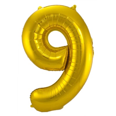 Folat - Folieballon Cijfer 9 Goud - 86 cm