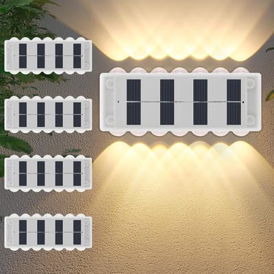 Set van 4 Buitenlampen op Zonne-energie met 14 LED's voor Tuin en Terras