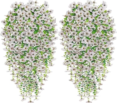 4 x Kunstbloemen voor Buitendecoratie - Weerbestendige en UV-bestendige Planten voor Tuin en Balkon, 76 cm Lang, Wit