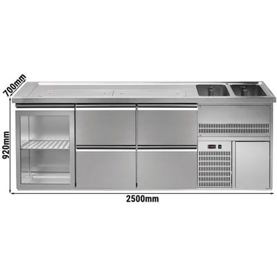 GGM Gastro Biertheke Premium PLUS - 2500x700mm - 1 Glastür & 4 Schubladen