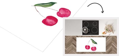 Keukenloper - Loper keuken - Kersen - Aquarel - Wit - 120x60 cm - Keukenloper vinyl