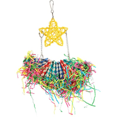 Papegaai Versnipper Speelgoed Kleurrijk Verveling Verlichting Decoratief Vogel Foerageer Kauwspeelgoed voor Agapornis yellow
