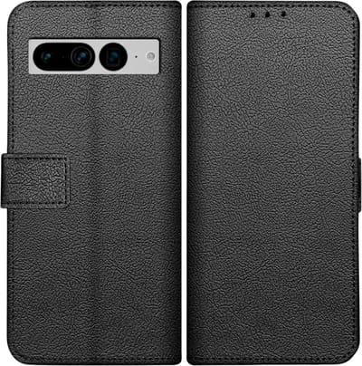 Just in Case hoesje geschikt voor Google Pixel 7 Pro Hoesje met Pasjeshouder - Bookcase Classic - Zwart