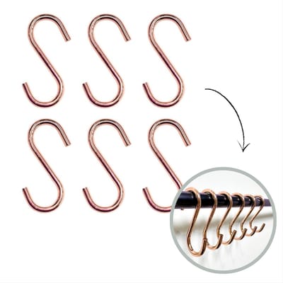 Hoya living - S haken Rosé Goud - 6 stuks - 6cm (klein) - ophanghaken - kapstokhaken - S haakjes
