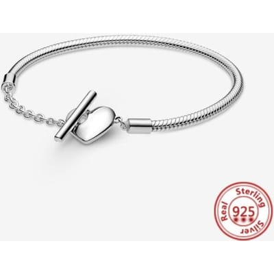 Klassieke serie 100% 925 sterling zilveren hartarmband past op originele kralen bedels doe-het-zelf dubbele laag liefdessieraden cadeau 18cm white