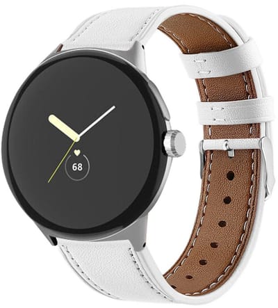 Leren bandje - RVS - geschikt voor Google Pixel Watch 3 (45 mm) en Pixel Watch 4 (45mm) - gespsluiting - wit