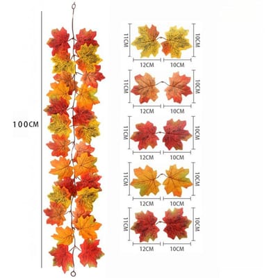 100cm-Kunstmatige Esdoornblad Guirlande Herfst Esdoornbladeren Wijnranken Guirlande Voor Thanksgiving Halloween Huis Veranda Schouw Open Haard Boerderij