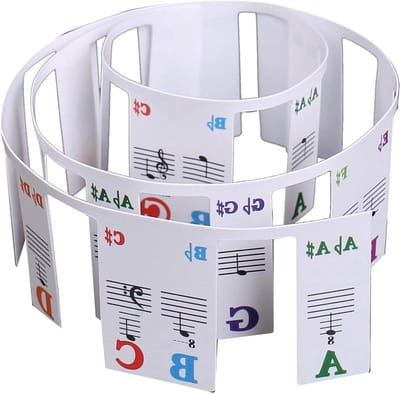 Piano Toetsenbord Stickers - Notenstrips Piano - Muziek Leren - Kleurgecodeerde Noten - 61 Toetsen - Veelkleurig