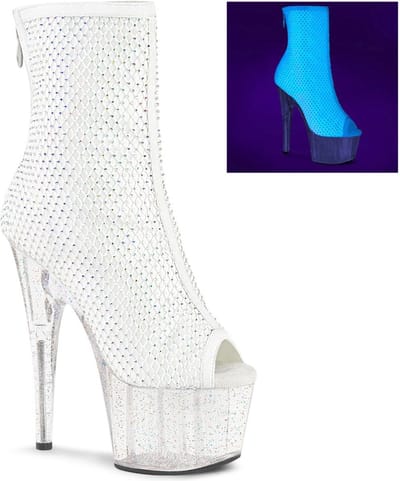 Pleaser - ADORE-1031GM Plateau Laarzen, Paaldans schoenen - Paaldans schoenen - 41 shoes - Wit