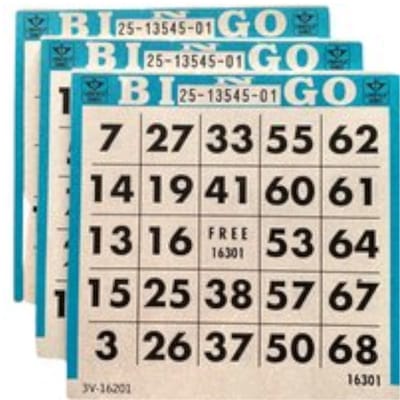 Set van 3 x 25 bingo kaarten - Bingo mapjes - Bingokaarten - Blok - 0 tot 75! - 75 vellen - Bingospel