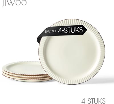 Dinerborden set van 4 (Ø25,4cm / 10inch), Ontbijtborden, Pastaborden, Pizzaborden, serviesset 4 persoons, Geschikt voor Restaurants, Horeca, Feest, Familiefeesten, Banketten en Picknicks, Magnetron-vaatwasserbestendig, Keramiek
