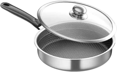 Roestvrijstalen Braadpan - Koekenpan Sauteerpan - Ontbijt Bereiden - Honingraat RVS Design - 26 cm - Zilver