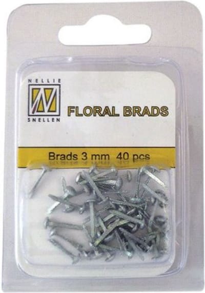 Nellie Snellen Floral Glitter Brads 3mm - 40stuks - Silver