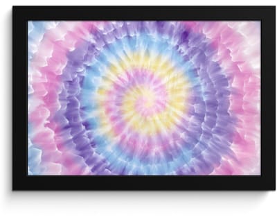 Poster in lijst - Fotolijst 30x20 cm - Posters - Spiraal - Tie dye - Pasteltinten - Posterlijst zwart - Decoratie - Wanddecoratie woonkamer - Muurdecoratie slaapkamer