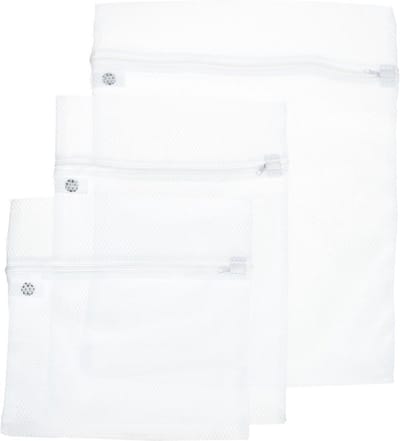 5Five Set van 3x stuks waszakjes/wasnetjes - wit - in 3 formaten - Wasgoed zakjes - BH zakjes