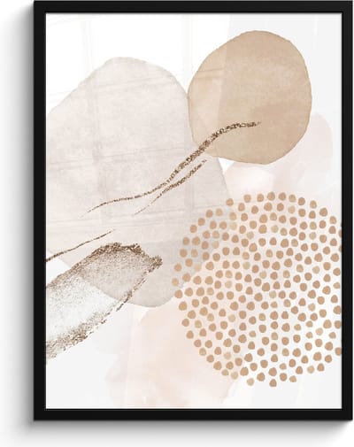 Poster in lijst - Fotolijst 60x80 cm - Posters - Watercolor - Beige - Pastel - Modern - Abstract - Posterlijst zwart - Wanddecoratie badkamer - Muurdecoratie WC - Decoratieve accessoires - Toilet muur decoratie